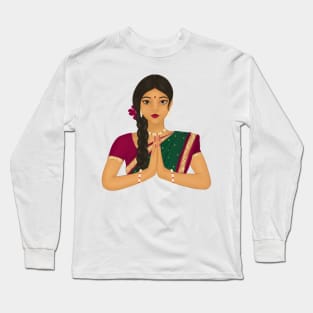 Indian lady Namaste Long Sleeve T-Shirt